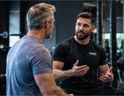 A TMHC Market Manager in conversation at the gym